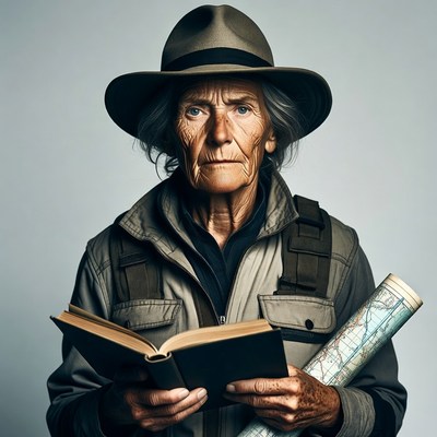 Elderly person reading a map