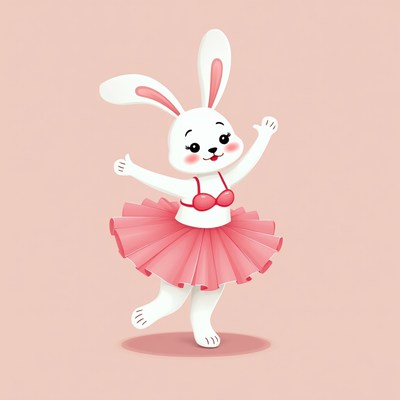 Ballet dancing bunny with pink skirt