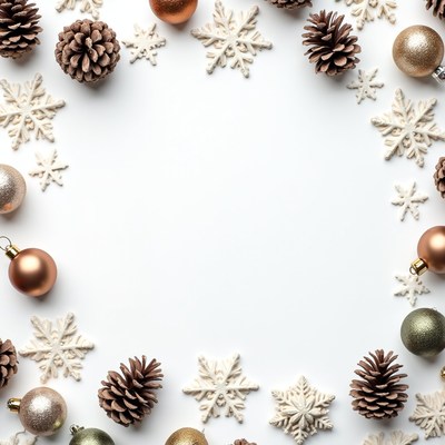 Winter decorations with pinecones and ornaments