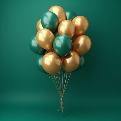 Balloons with green and gold colors