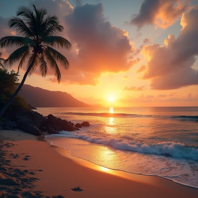 Sunset at a tropical beach