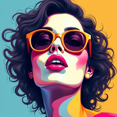 Woman with curly hair in sunglasses