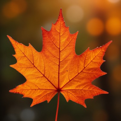 Bright autumn leaf in sunlight