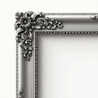 Ornate silver picture frame design