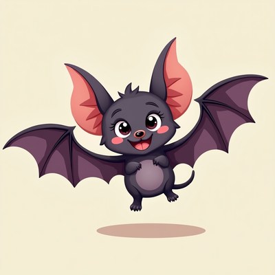 Cute bat character flying in the air