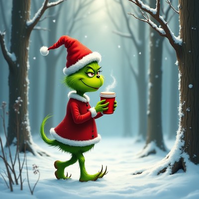Grinch in the winter forest