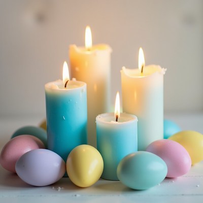 Candles and easter eggs display