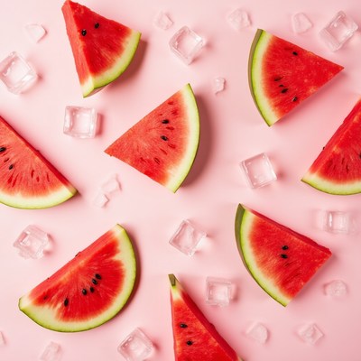 Slices of watermelon on pink background