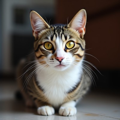Cat sitting on the floor indoors