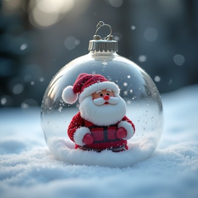 Santa inside a glass ornament