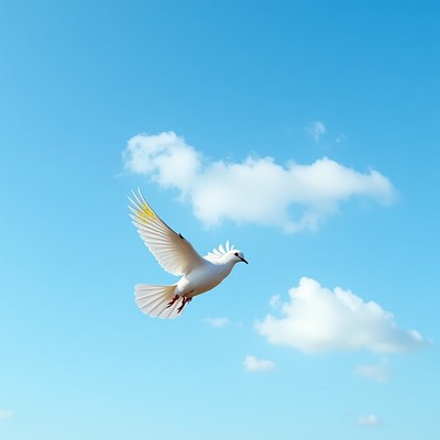 Bird soaring in clear sky