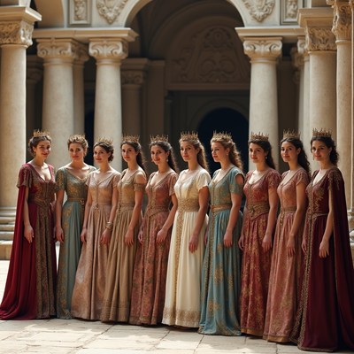 Group of women in fine dresses