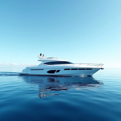Luxury yacht cruising on calm waters