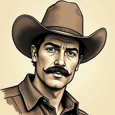 Cowboy portrait with strong features