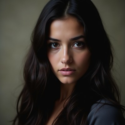 Portrait of a young woman with dark hair