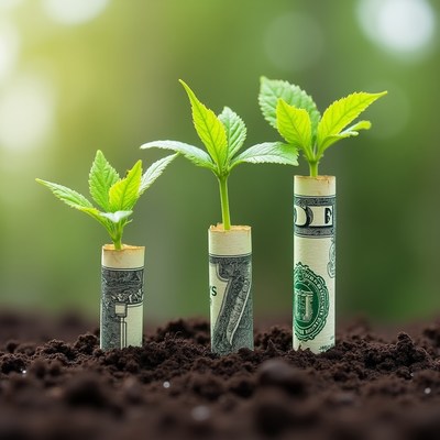 Money grows like plants in soil