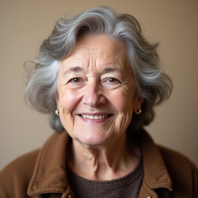 Smiling senior woman with gray hair