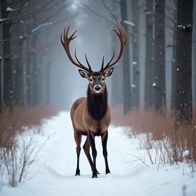 Deer stands tall in winter