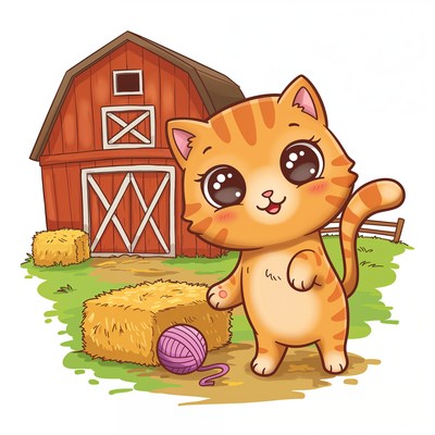 Cute kitten at the barnyard