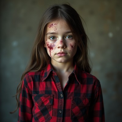 Young girl with fake blood