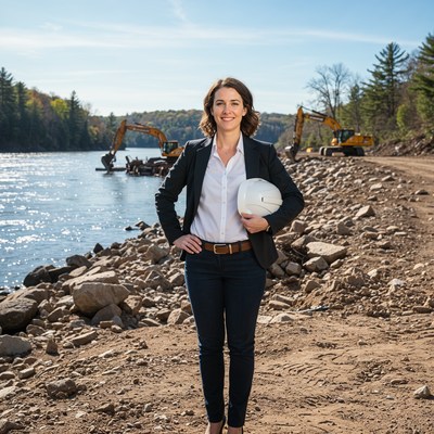 Woman oversees river construction project