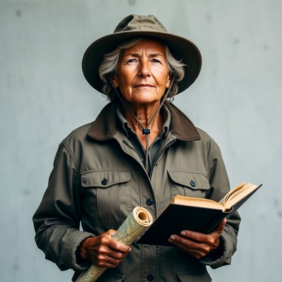 Senior woman exploring with map