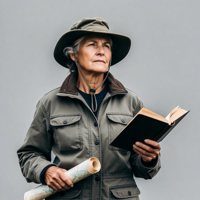 Older woman reading a map