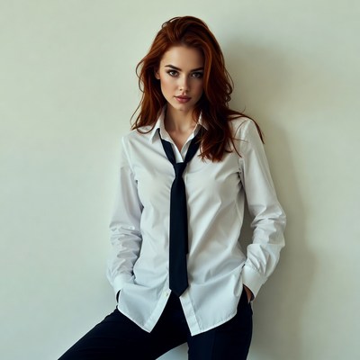 Woman in shirt and tie