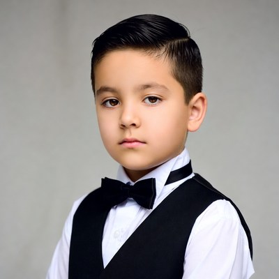 Young boy in formal attire with bow tie