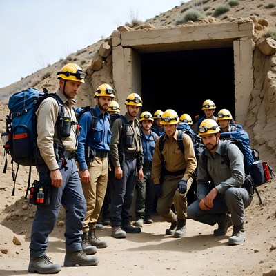 Group of miners preparing for work