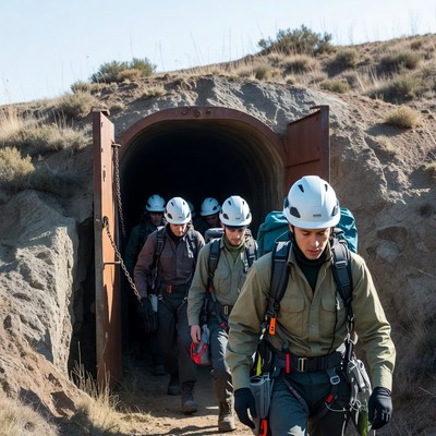 Exploring a tunnel with a team