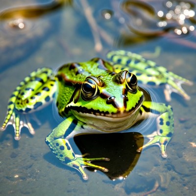 Frog sitting on water surface