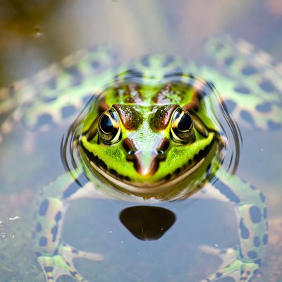 Frog sitting still in clear water