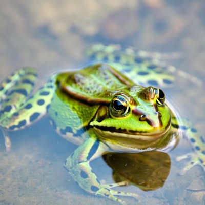 Frog waiting in clear water