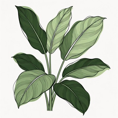 Leaves in green design style