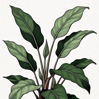 Green plant with broad leaves indoors
