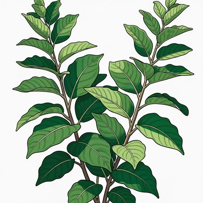Leaves of a green plant in simple design