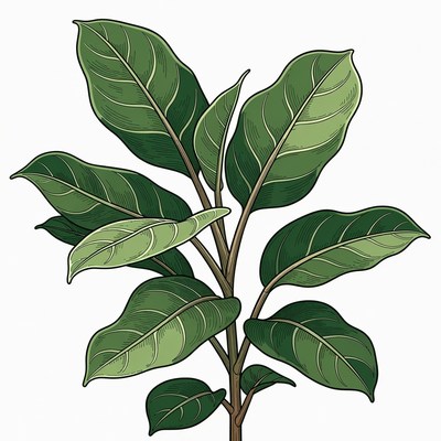 Green leaves on a plant branch