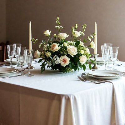 Elegant dinner table setting for event