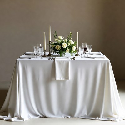 Elegant dining setup with flowers and candles