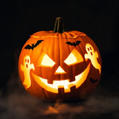 Halloween pumpkin with ghost designs