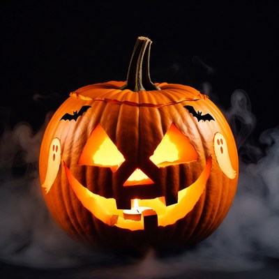 Halloween pumpkin with ghost designs