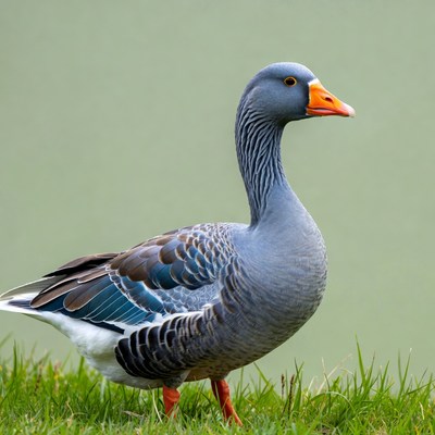Gray goose standing on grass