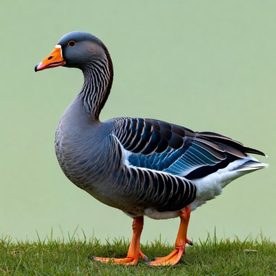 Grey goose standing on grass