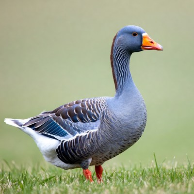 Gray goose standing on grass
