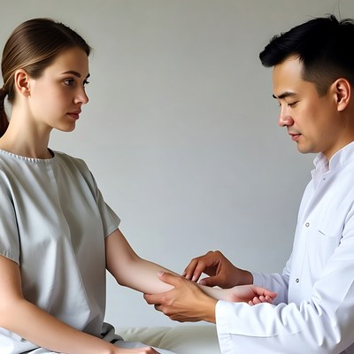 Doctor examining a patient in clinic
