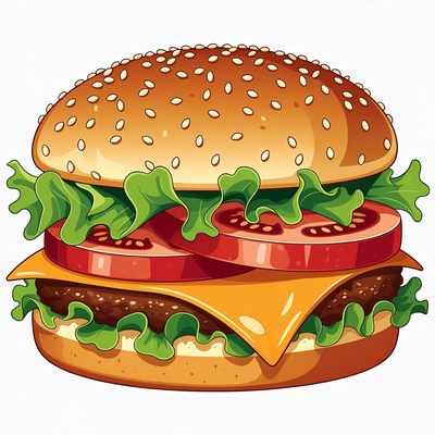 Delicious burger with fresh ingredients