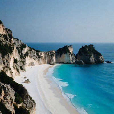 Beach and cliffs by ocean view