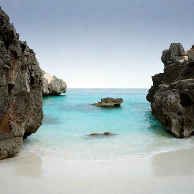 Coastal scene with rocky formations and water