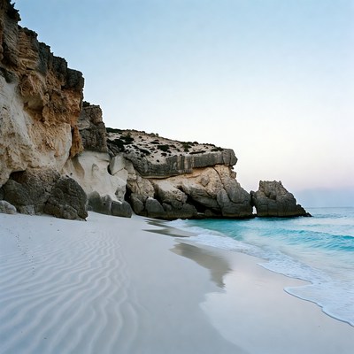 Coastal cliffs during sunset hour